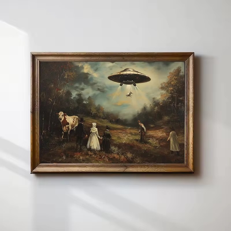 Star Map Poster - 빈티지 초현실적 재미있는 빅토리아 시대 UFO