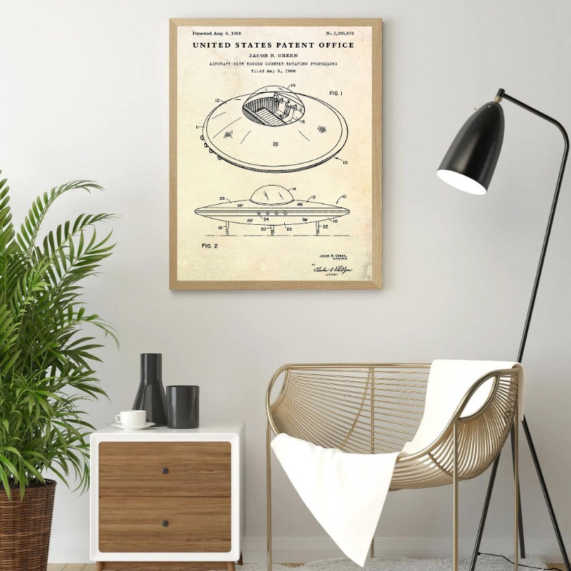 빈티지 비행접시 UFO 청사진 포스터 우주 우주선 벽  - Star Map Poster 리뷰 및 가격