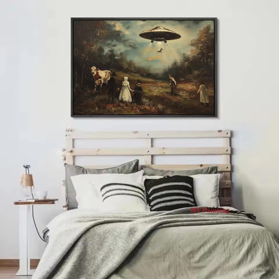 빈티지 초현실적 재미있는 빅토리아 시대 UFO 풍경 소 - Star Map Poster 리뷰 및 가격